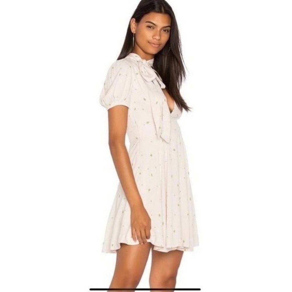 New Free People Ivory Green Speckled Abbie Fit/Flare Dress Size 4